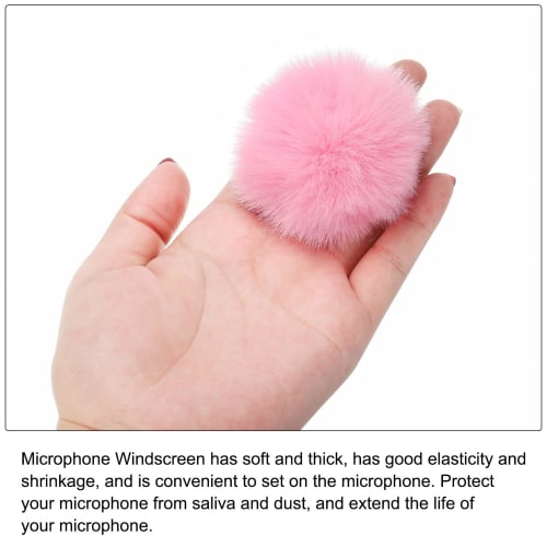 PATIKIL Fur Microphone Windscreen, 7mm X 65mm, Microphone Cover, Windscreen for Indoor and Outdoor Microphones, Pink