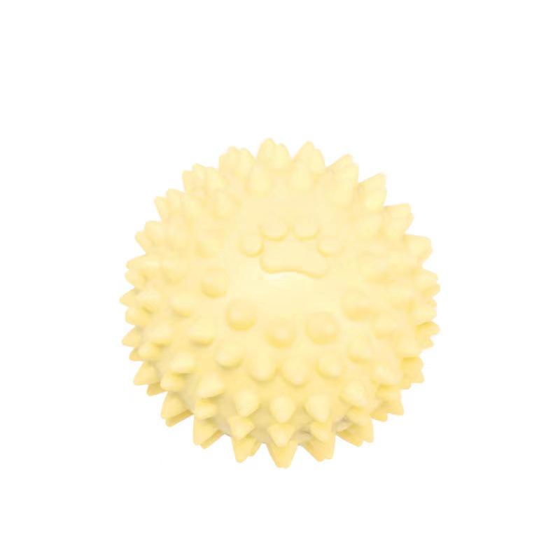Squeaky Spiky Paw Print Chew Ball – Interactive Dog Dental Toy жёлтый