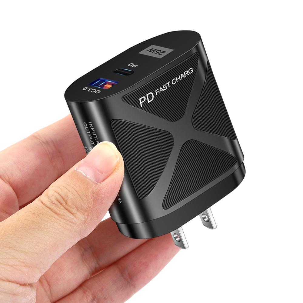 Dual Port LED Light-Up 25W Fast Charger with PD+QC3.0 for Mobile Phones - US/EU/UK Standards
