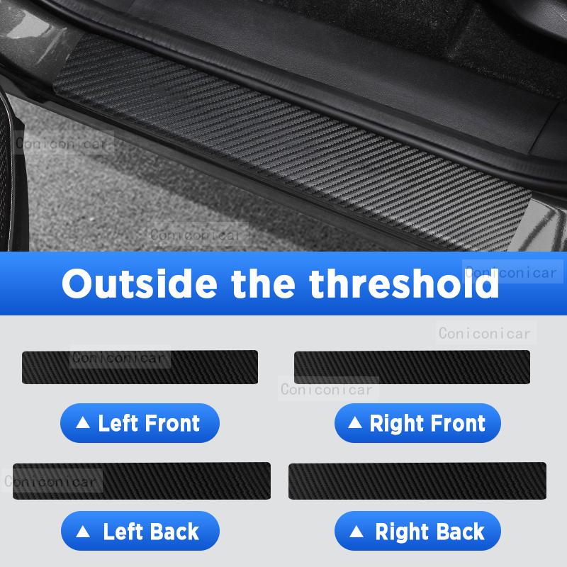 

For FORTHING Friday 2025 Auto Tailgate Guard Door Sill Pedal Carbon Fibre Texture Accessories Leather Styling Car Sticker Outside 4pcs