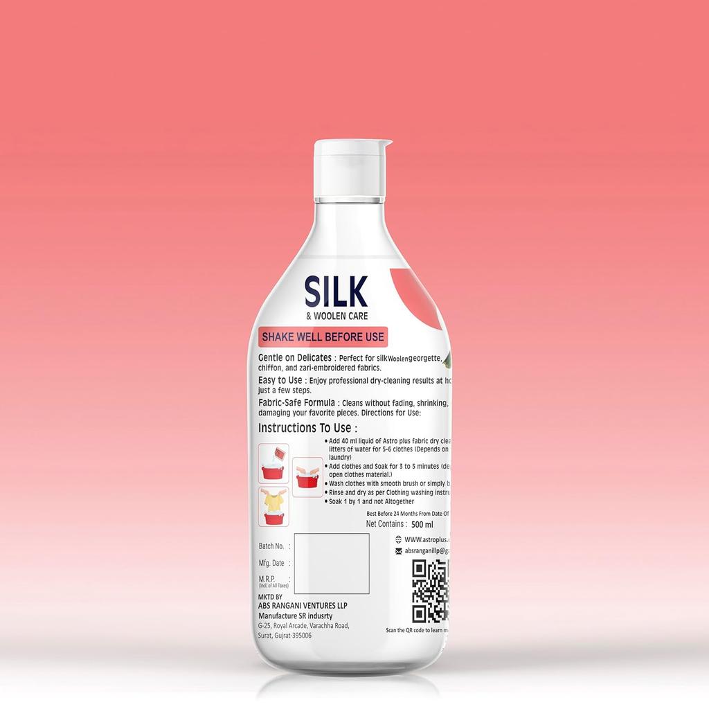 Astro Plus+ Silk & Woolen Care Washing Liquid 500ml 1 Pack pH Neutral Gentle Detergent For Silk Sarees Woolen And Delicate
