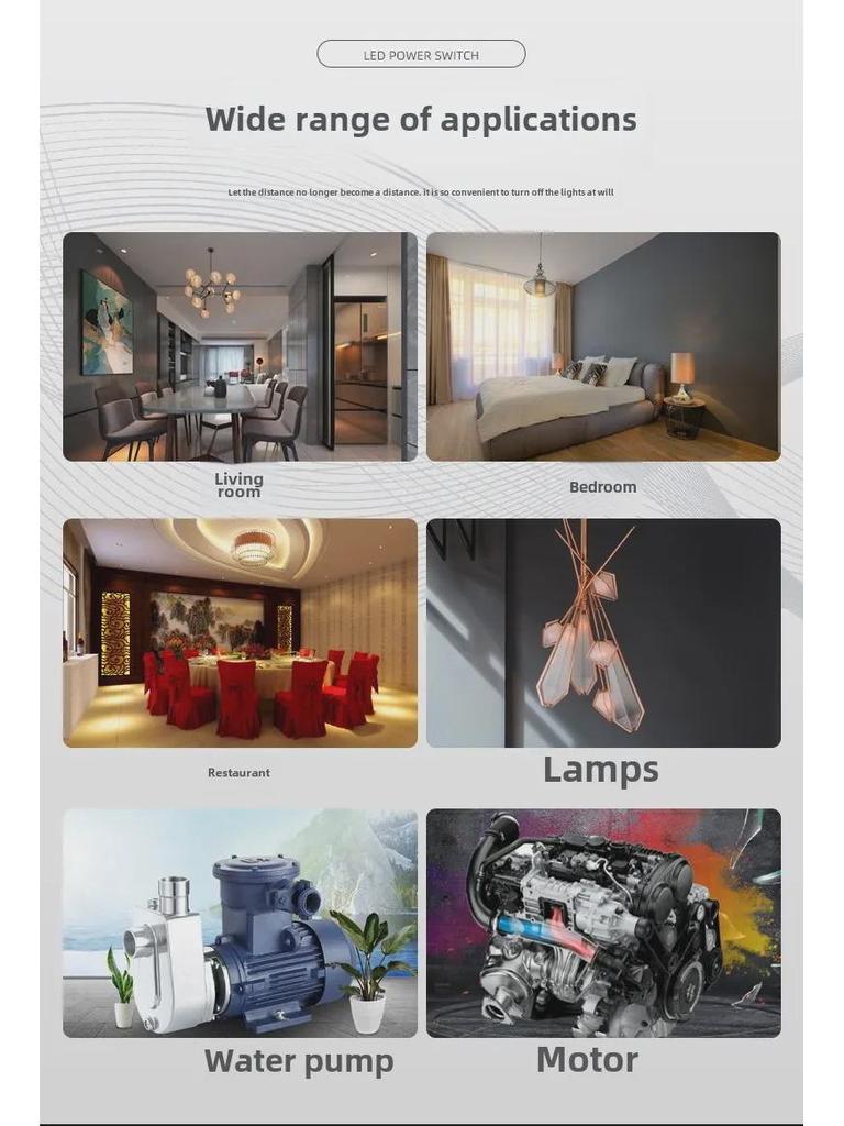 Telecomandă wireless de 220V pentru electrocasnice de consum redus, lămpi, ventilatoare și panouri publicitare