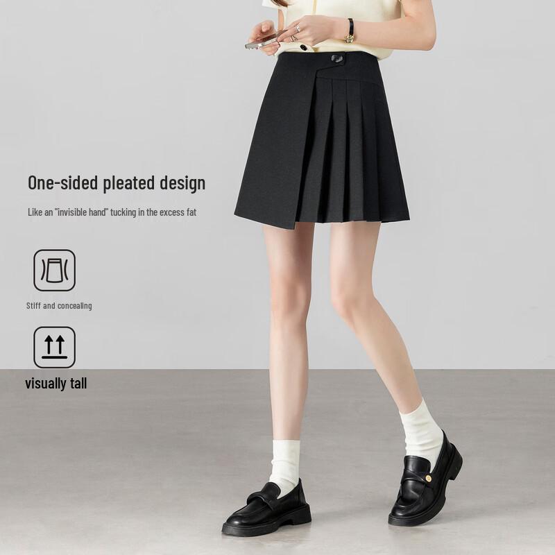 Women's Winter High-Waist A-Line Linen Blend Skirt