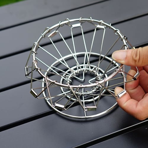 Stainless Steel Foldable Portable Coffee Cone Dripper Filter Holder for Camping and Outdoor Use (Silver)