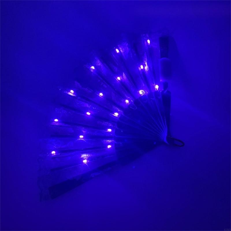 62KD Glowing Lace Rose Fan Lighting Up In DarkNights Party Luminous LED Fan For Girl