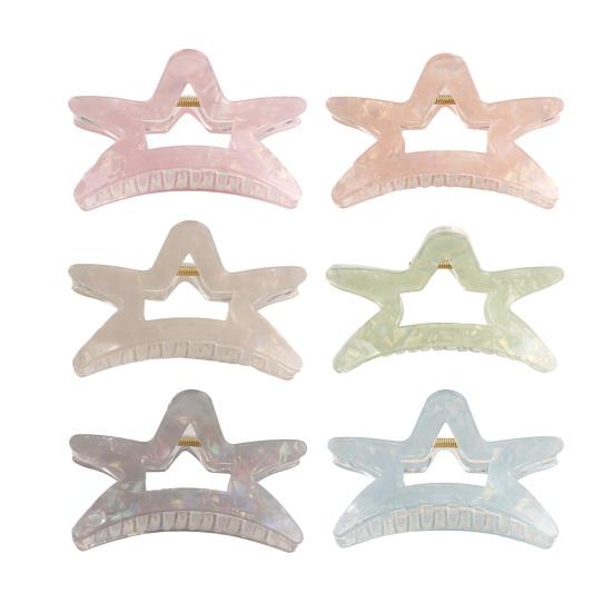 Hair Claw Hollow Five-Pointed Star Shape Hair Clip Medium Size Back Head Shark Hair Claw Anti-slip Teeth Strong Grip Hair