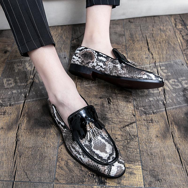 FashionMen's Pu Leather Shoes Casual Tassel Loafers Men Dress Shoes Fashion Spring Autumn Wedding Formal Flats Male Vintage Moccasins
