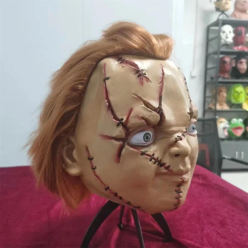 1 PC Horror Ghost Doll Chucky Mask Halloween Scary Latex Full Face Helmet Scar Masks With Hair Cosplay Costume Party Props
