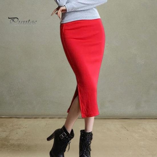 

Женская юбка-миди со средней посадкой и разрезом сзади, однотонная вязаная юбка, офисная женская юбка с запахом бедра, рабочая одежда светло-серый