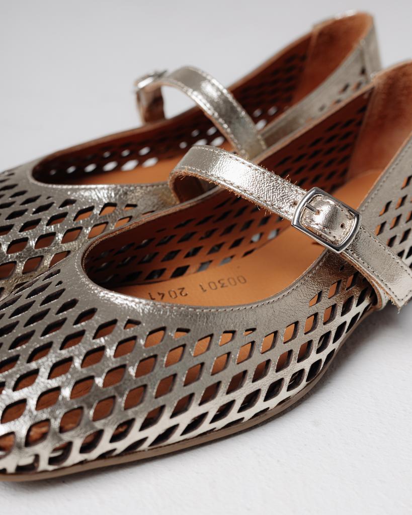 Perforated Ballet Flats Krula 2402855 36 Golden Leather