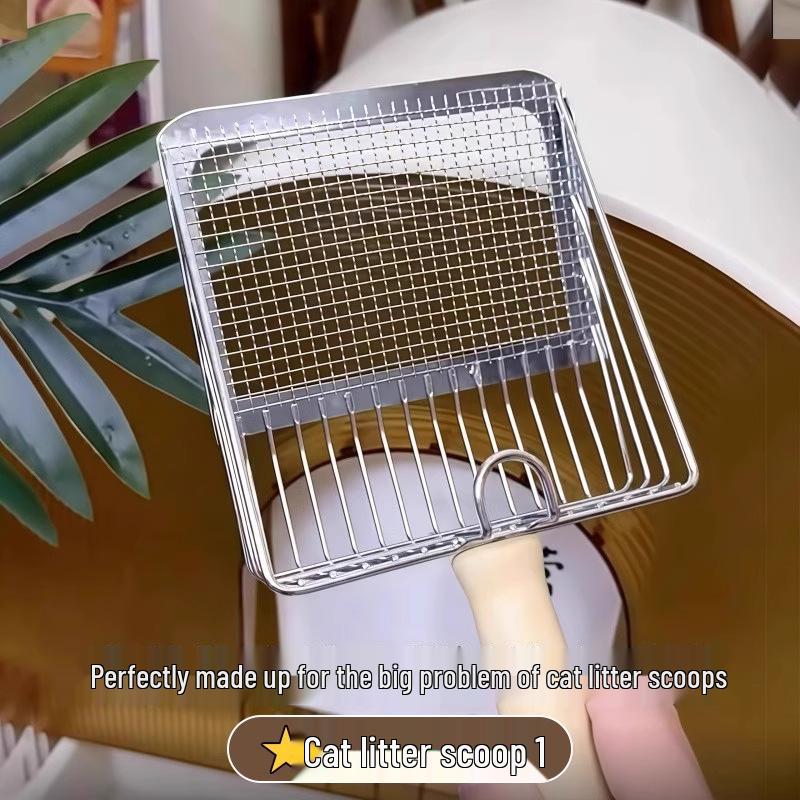 Dual-Purpose Metal Mesh Cat Litter Scoop: Essential Tool for Efficient Cleaning.