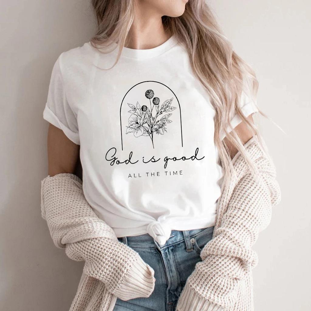 God Is Good All The Time Print Graphic Streetwear Fashion T-Shirts Harajuku Clothes Short Sleeve Summer Tee Casual Female Tops