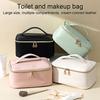 Travel Cosmetic Case Large Capacity Makeup Bag with Removable Divider Waterproof Toiletry Bag with Top Handle Cosmetic Organizer for Vacation Vanity