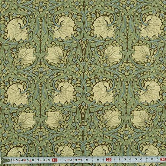 William Morris Pin 110cm wide x 1m Best of Morris Blue Cotton Print Fabric Panel, pre-cut, 4440M, Boxer, Sage/Brown