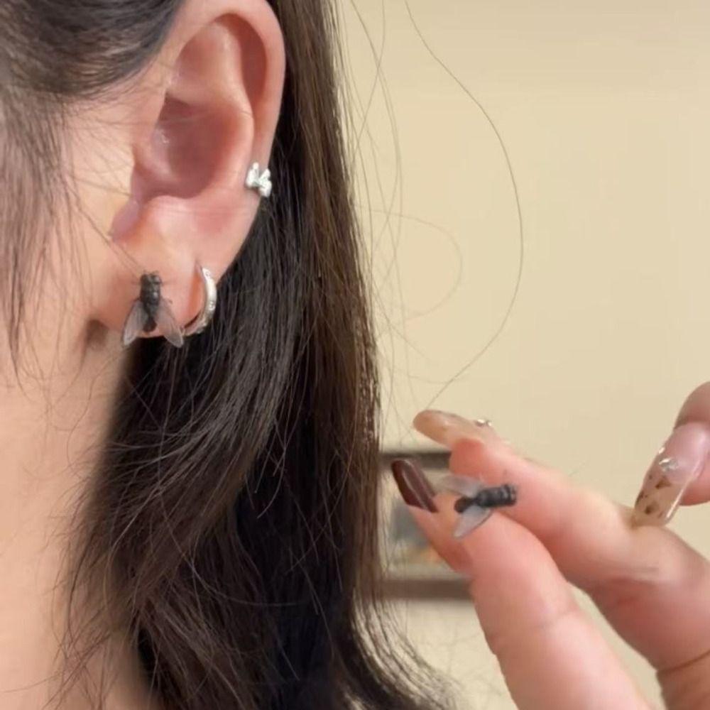 Prank Mini Fly Earrings Creative Mosquito Ear Stud Stylish Insects Small Earrings  Daily Wear