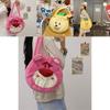 Pineapple Pup And Strawberry Bear Plush Cartoon Shoulder Bag Large Capacity Tote For Everyday Use