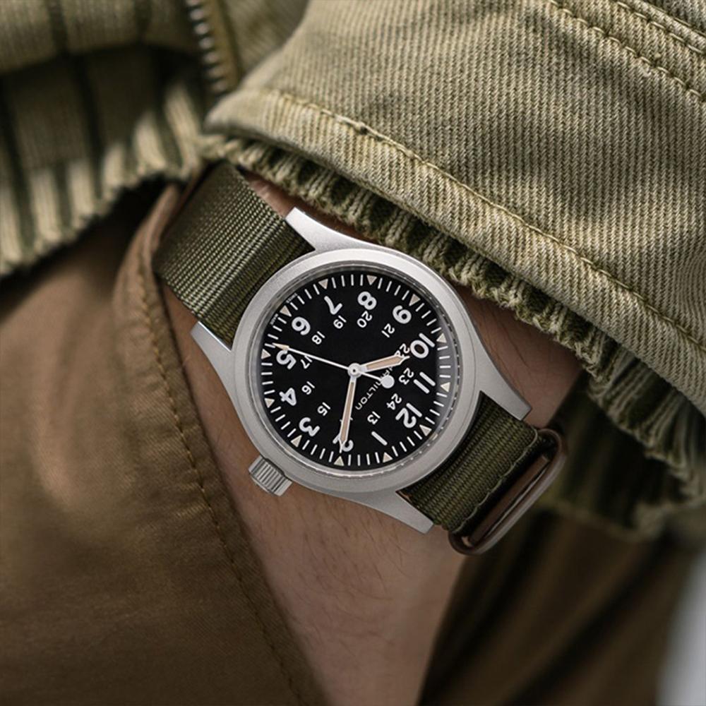 Hamilton H69439931 Khaki Field Mechanical 38mm Dark Dial Khaki NATO Strap Men's Watch
