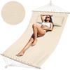 Two-person Boho Garden Hammock, Large, Strong, Swing, Beige Spreader Bar, 310x150