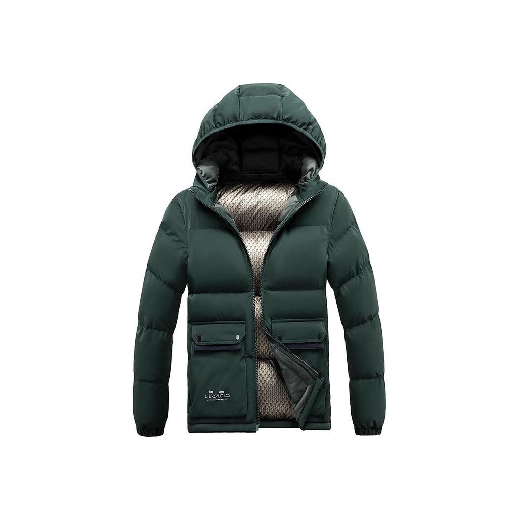 2025 Men's Winter Slim Fit Cotton Jacket with Removable Hood, Korean Style, Ribbed Trendy Design