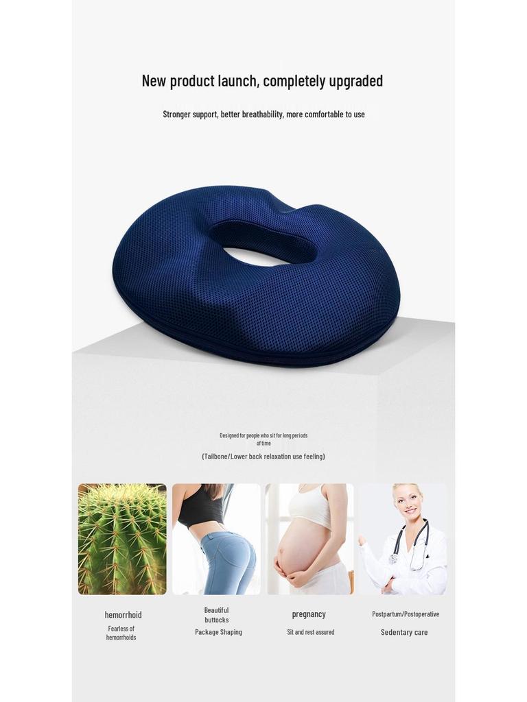 Ademend Visco-elastisch Kussen voor Kantoorstoel en Auto - Verlicht Ongemak door Lang Zitten