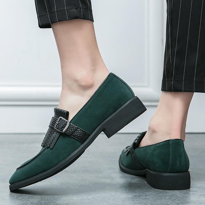 Britain Trend New Mixed Color Patchwork Tassels Patent Leather Shoes For Men Monk Strap Wedding Casual Formal Dress Footwear