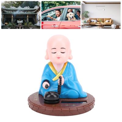 Little Monk Figurine Solar Funny Car Shaking Hd Toy Chinese Little Monk Statue Car Dashboard Ornament Home Decoration