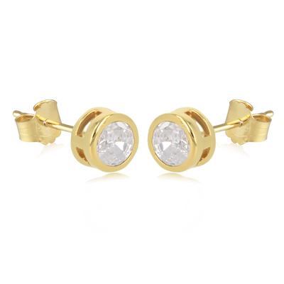 [Q4572] - 'Unique' White Gold Plated Earrings - 6 Mm