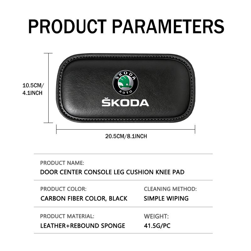 VAN4 For Skoda Leather Knee Pad Car Interior Pillow Protection Cushion Kodiaq Fabia Kamiq Karoq Octavia 2 3 Rapid Scala