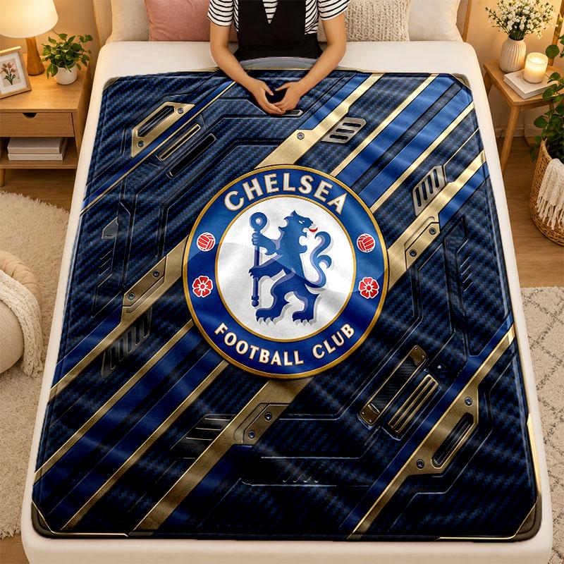 Flannel BlanketChelsea FC Warm Soft Throw Blanket for Indoor Sofa Bed Living Room Use