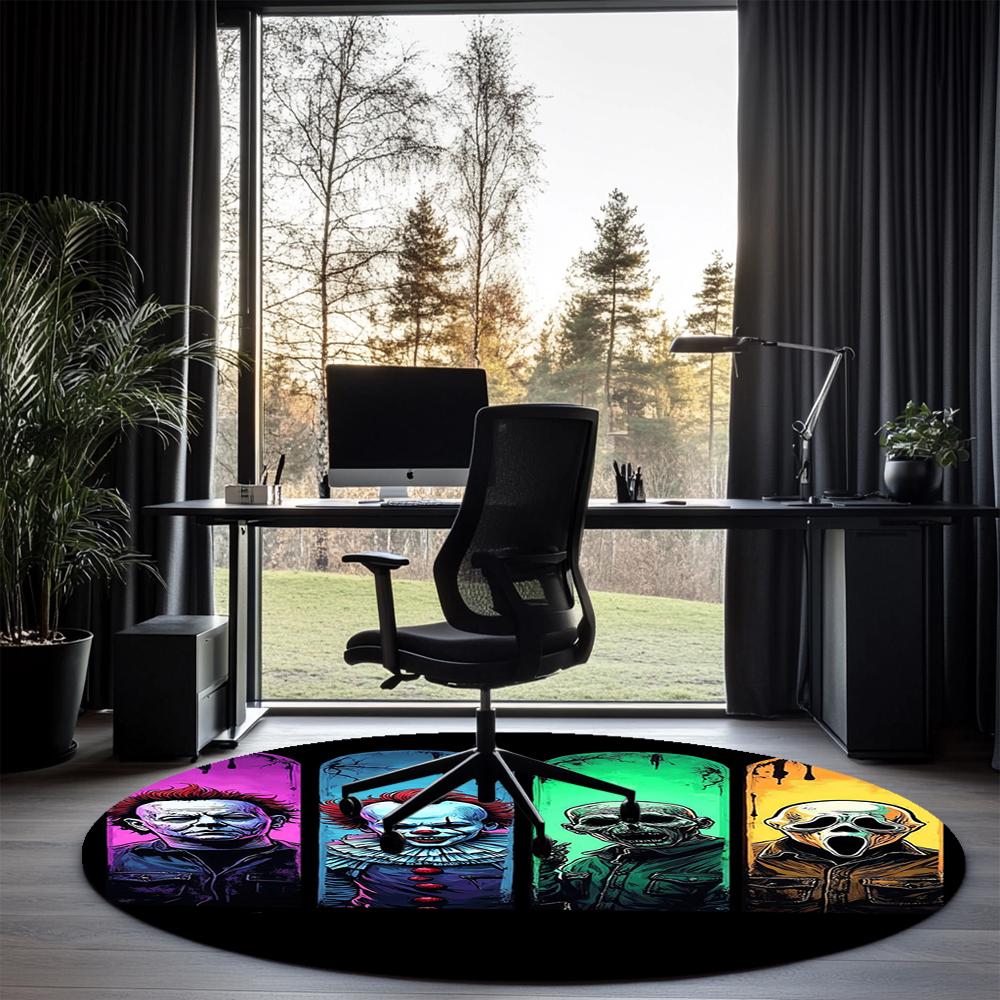 Halloween horror Printed Round Rug Carpet Chair Rug Area Rug Entryway Doormats,for Office Chair Living Room Bedroom Kitchen Room.