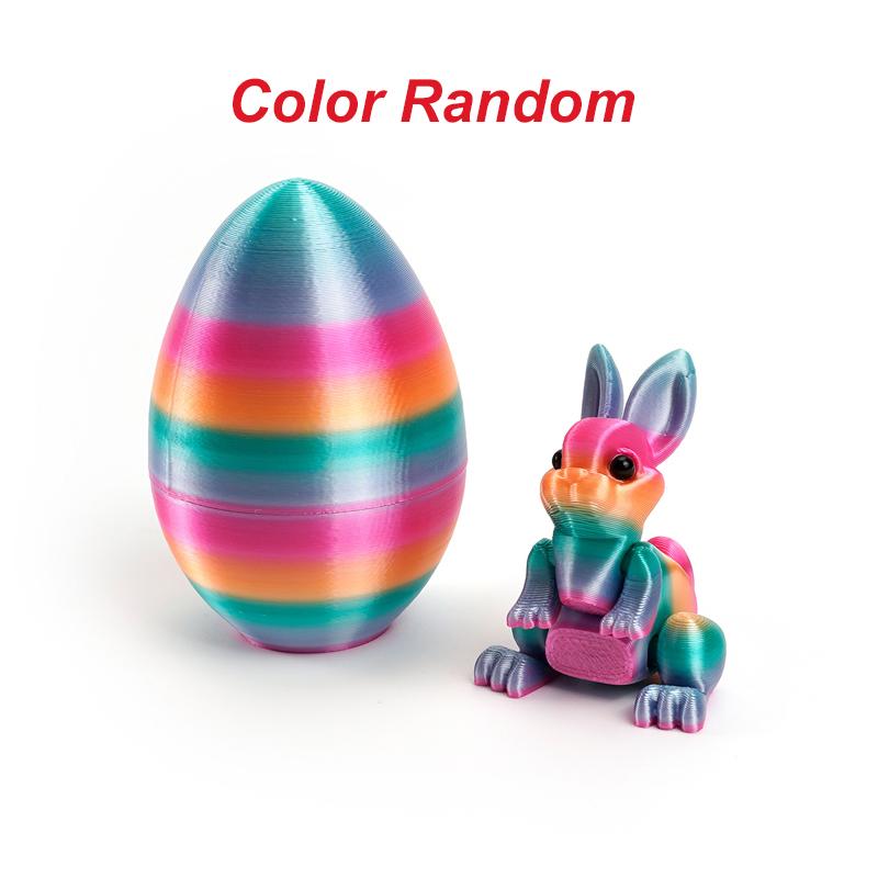 

Printed 3D Rabbit Eggs Figurines Toys Easter Rabbit Animal Model Toys Home Desktop Ornament Happy Easter Gift For Kids