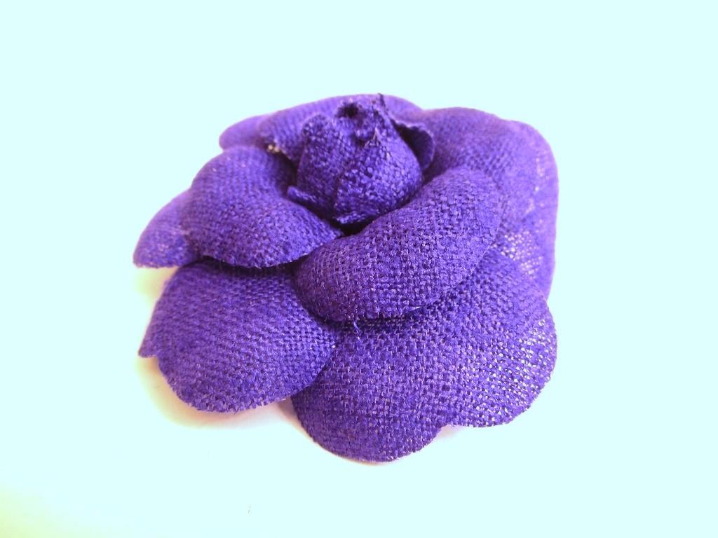 Authentic CHANEL Camelia Purple Fabric Corsage Brooch #b077  Seller refurbished