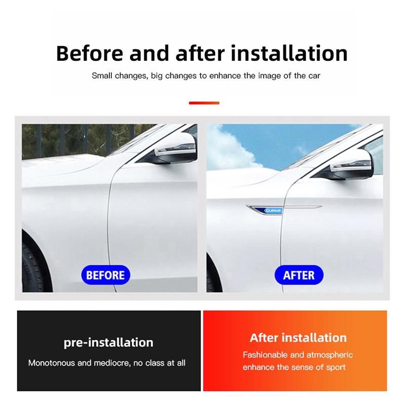 2 Stück Metallaufkleber Auto Kotflügel Emblem Aufkleber Auto Zubehör für Lexus F-SPORT ES RX NX LS UX LM LX GX LC RZ IS CT GS RC HS SC