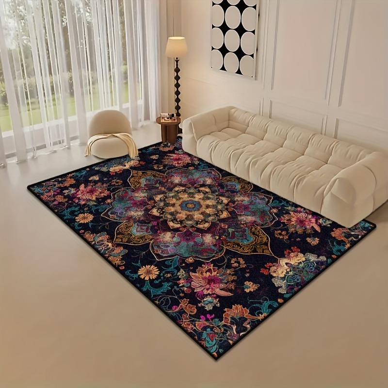 Persian American Retro Carpet Large Area Living Room Decoration Home Ethnic Style Bedroom Rug Cloakroom Lounge Soft Mat Washable