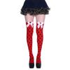 Sweet Bowknot Accent Thigh High Long Socks for Women Halloween Cosplay Parties Fishnet Striped Thigh High Stockings