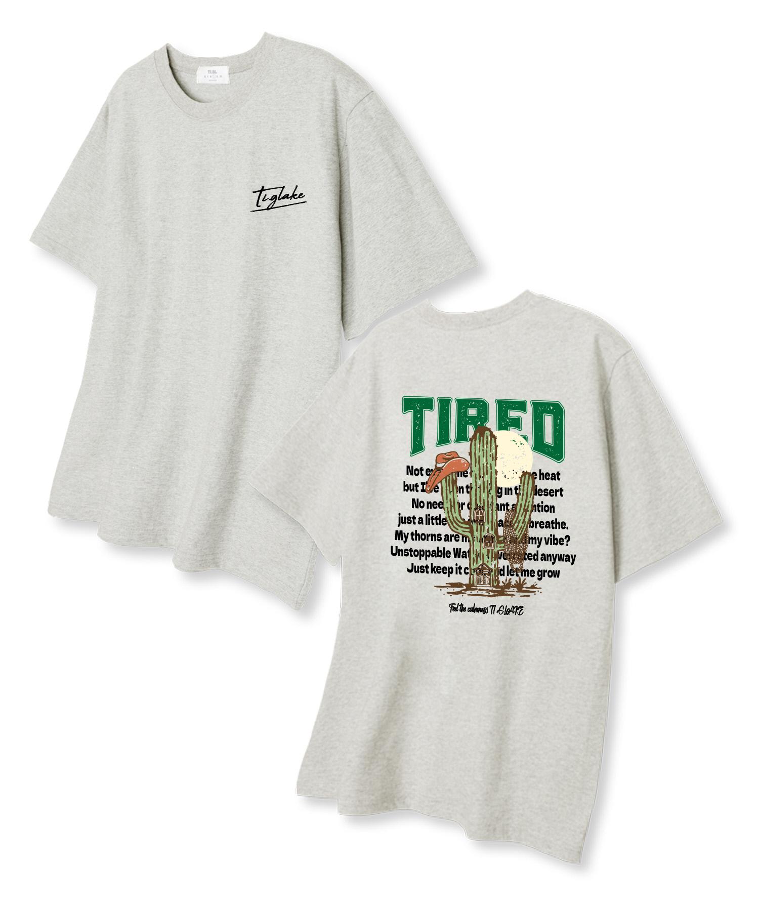 Tee Glake Tiered Oversized Short Sleeve T-Shirt Oatmeal L
