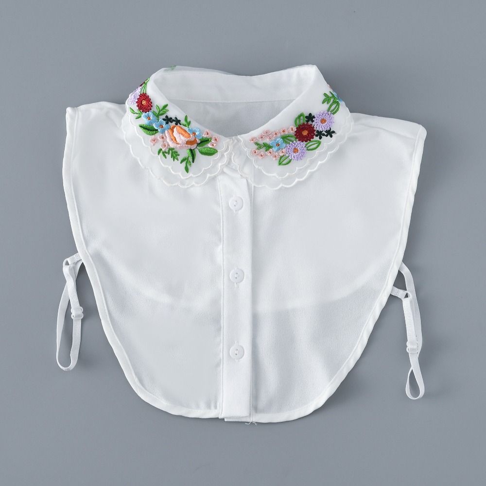 All-match Detachable Fake Shirt Collar Lapel Color Embroidered Women Fake Blouse Collar False Collar Button Shirt Clothing