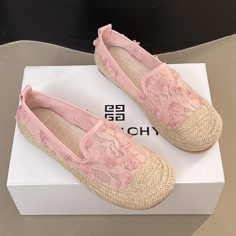 Fashion 2025 Spring New Breathable Lace Linen Woven Bohemian Fisherman Loafers for Women Flat Soled Anti Slip Fashionable Outdoor Shoes