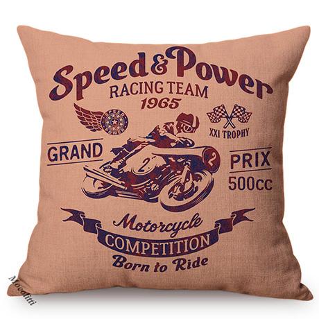 1986S Vintage Motorcycle Style Cushion Cover Letter Poster Cool Punk Cartoon Decorative Linen Car Sofa Throw Pillow Case Cojines
