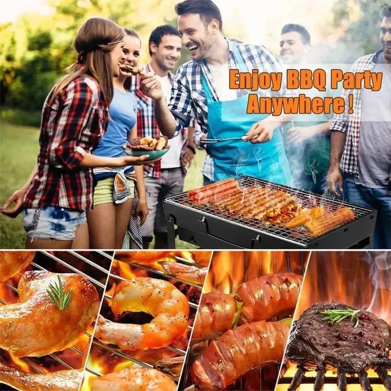 2026New Portable BBQ Charcoal Grill Stainless Steel Small Mini BBQ Tool Kit Outdoor Cooking Camping Picnic Beach Portable BBQ