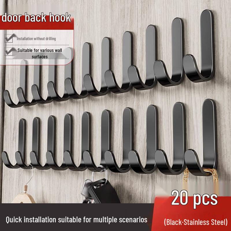Strong Adhesive No-Punch Wall Hooks for Kitchen & Bathroom - No-Trace, Heavy-Duty Hanging Solution