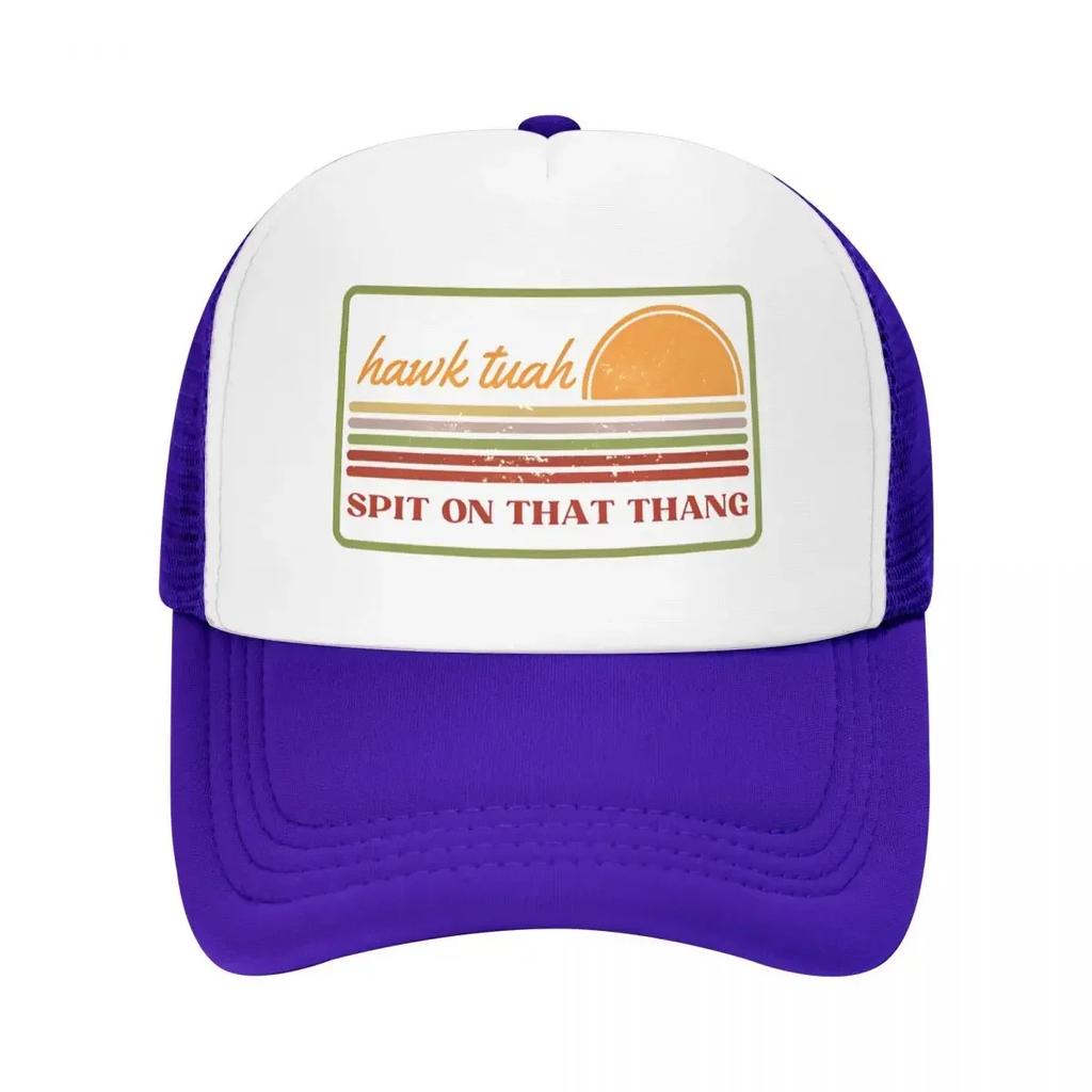 Unisex WoUnisex Hawk Tuah Sunset Orange Trucker Caps HipHop Mesh Baseball Caps Funny Dad Hat Sun Hats Adjustable Trucker Cap Spring