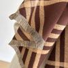 Black And White Line Plaid Scarf Women'S Winter High-End Sense Of Gold Temperament Imitation Cashmere Scarf