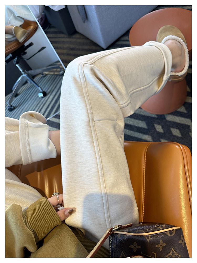 Super Soft Thickened Velvet Tencel Wool Wide-Leg Pants for Women - New Loose Fit for Autumn and Winter