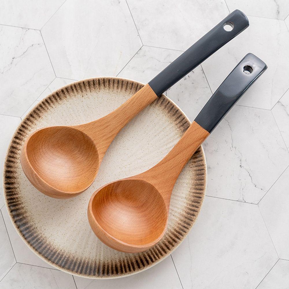 Natural Wood Cooking Cookware Kitchen Tool Tableware Soup Ladle Strainer Spoon Rice Scoop Spatula