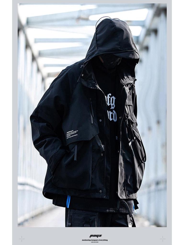 AOGZ Unisex Hooded Windbreaker for Spring/Autumn 2024 - Functional American-Style Jacket