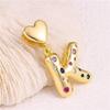 18K Gold-Plated Zircon Necklace with Cross and Colorful Letter Pendants
