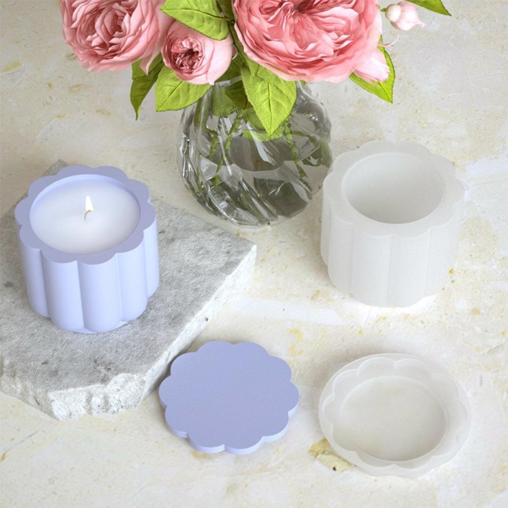 

3D Candle Jar Silicone Mold Elegant Gypsum Epoxy Resin Mold Holiday Party Gifts белый