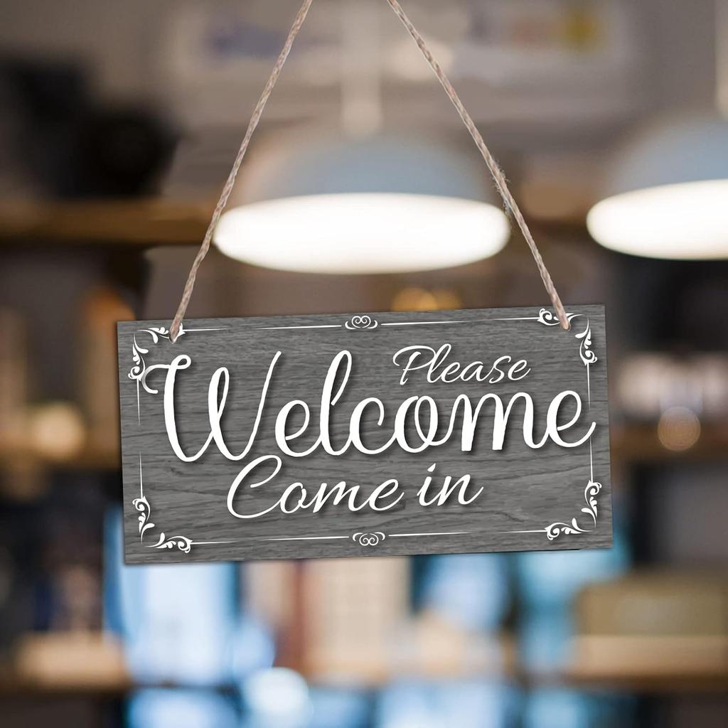 SUPERDANT Meeting Sign for Office Door Double-side Meeting In Progress Welcome Please Come In Hanging Wooden Sign Plaque Door Sign Do Not Disturb