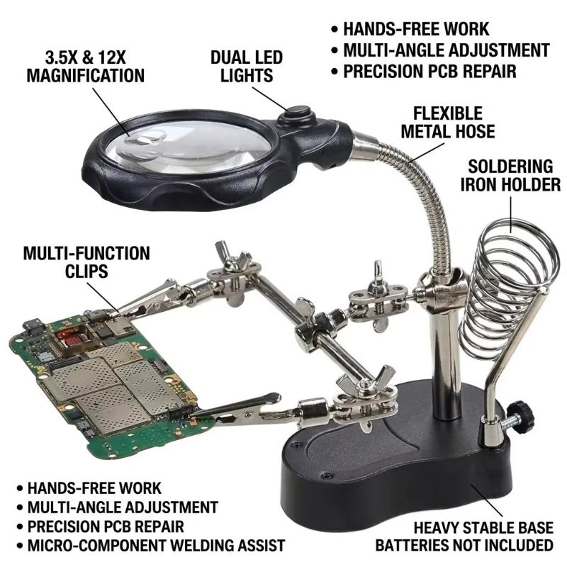 Repair Auxiliary Clamp Light, Clamp-On Soldering Magnifying Glass, With Auxiliary Soldering Iron Stand For Precision Electronics